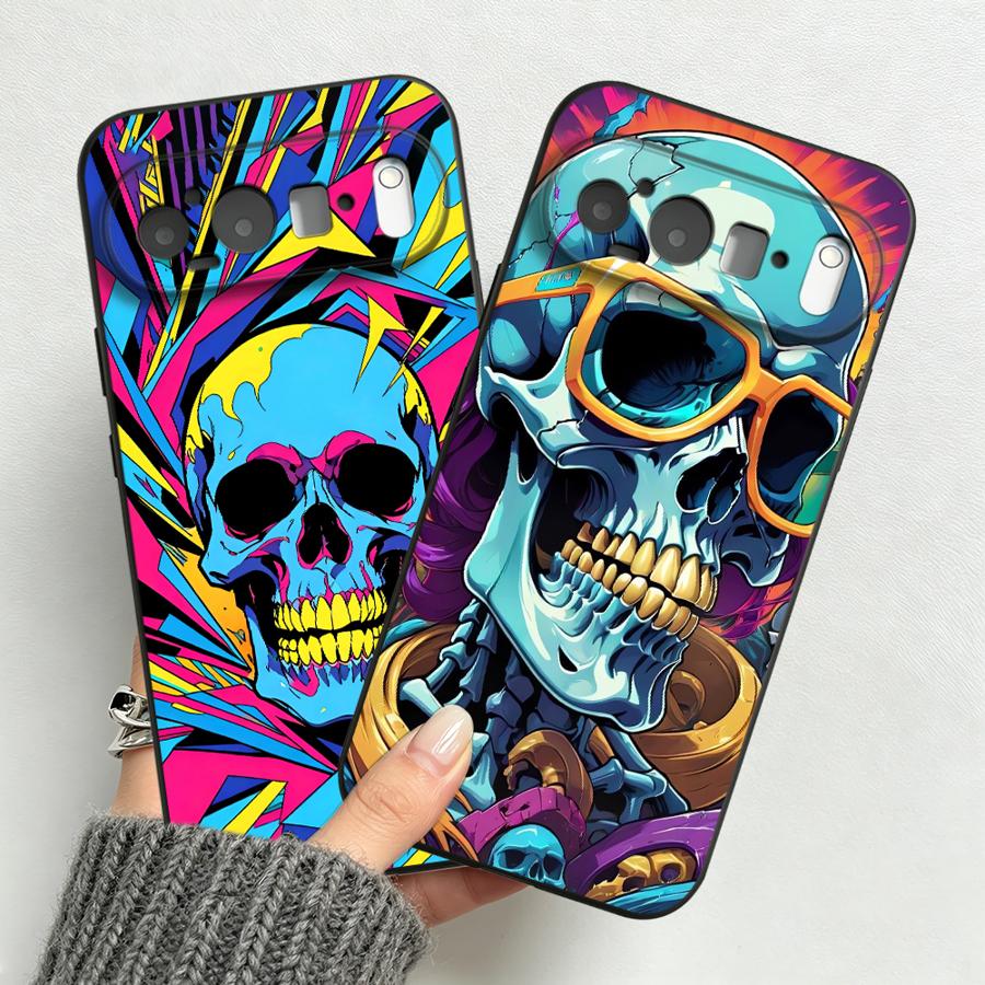 Phone Cases Pixel 9A - Neon Pop Art Skull Case for