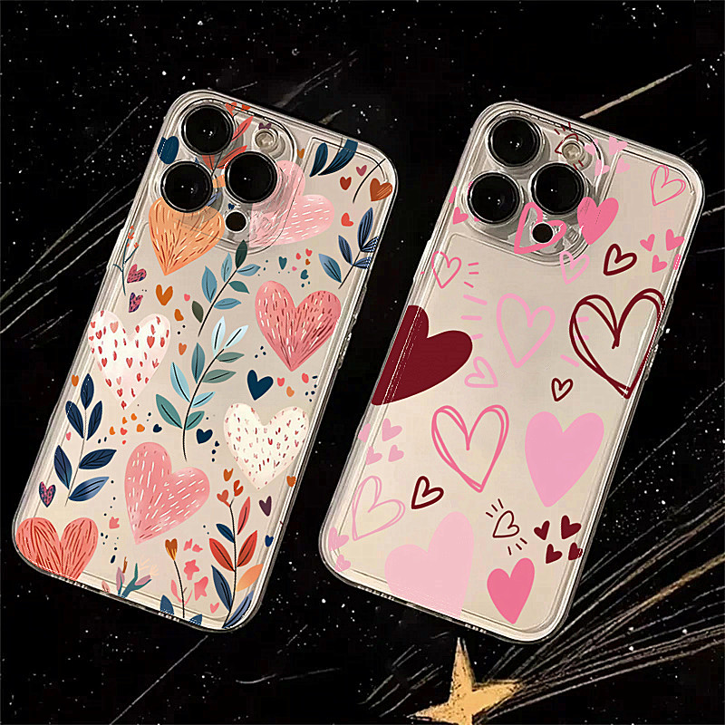 Phone Cases For Iphone 12 Pro Max - Silicone Love Heart Leaves Eye Moon