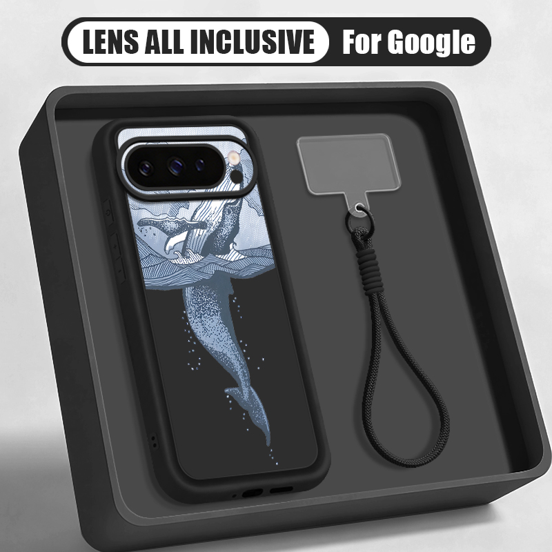 Phone Cases Pixel 9A - Humpback Whale Print Wrist Strap Lanyard