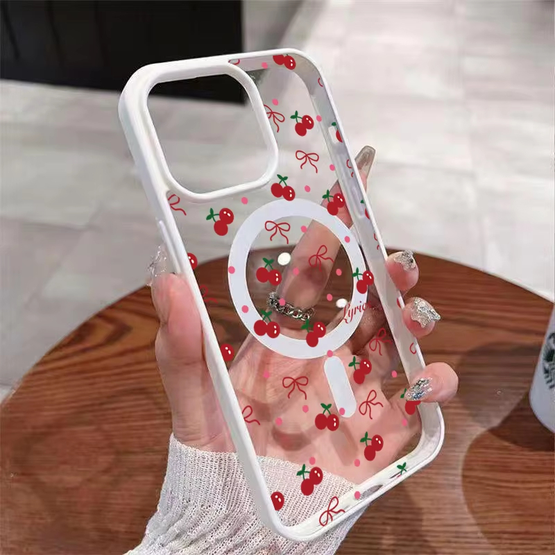 Phone Cases Red - Red Cherry Printed Magnetic Phone Case