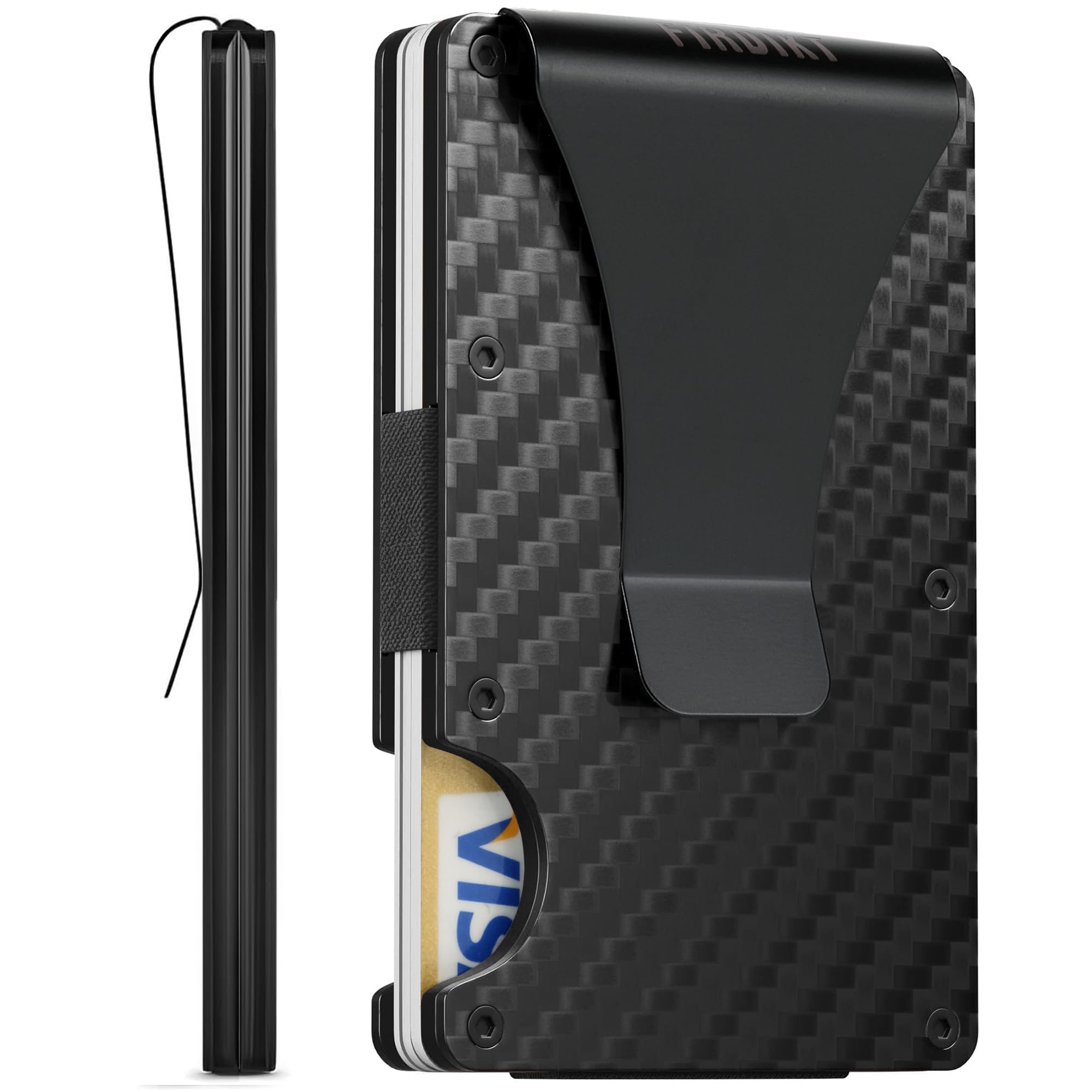 Card Holder Slim Case - Carbon Fiber Wallet, Metal Money Clip
