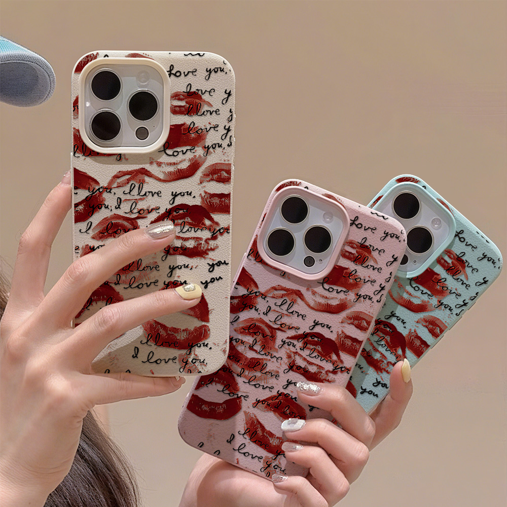 Phone Cases Red - Bright Red Lips Leather Phone Case