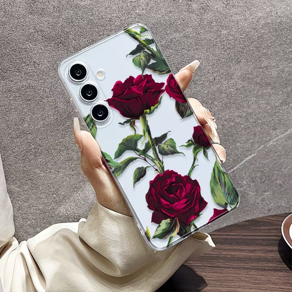 Aesthetic Red Rose Floral Phon - Phone Cases Red ulasan dan harga