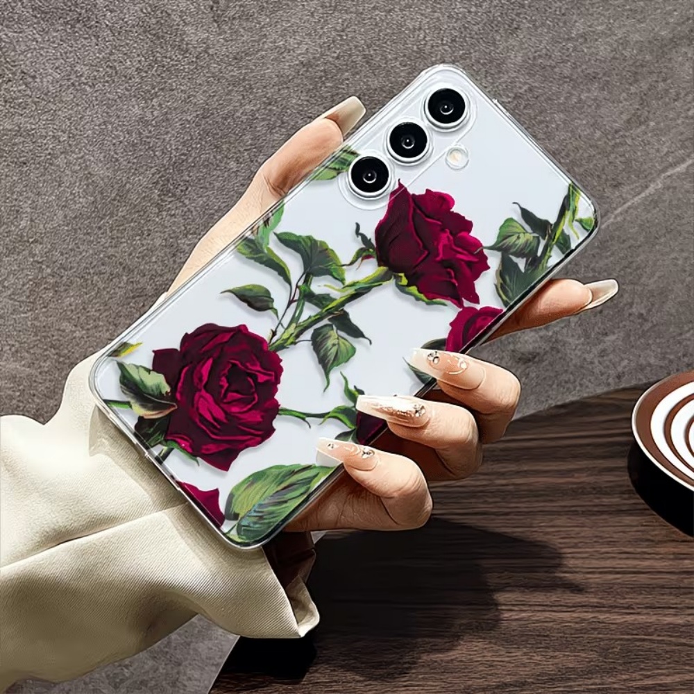 Aesthetic Red Rose Floral Phon - Phone Cases Red ulasan dan harga