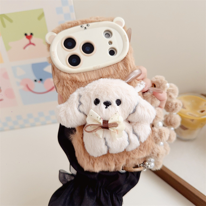 3D Cartoon Bowknot Puppy Warm  - Phone Cases For Iphone 12 Pro Max ulasan dan harga