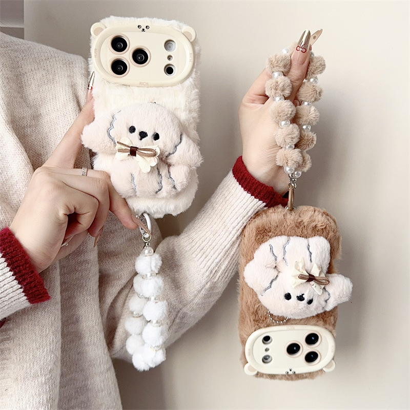 3D Cartoon Bowknot Puppy Warm  - Phone Cases For Iphone 12 Pro Max ulasan dan harga