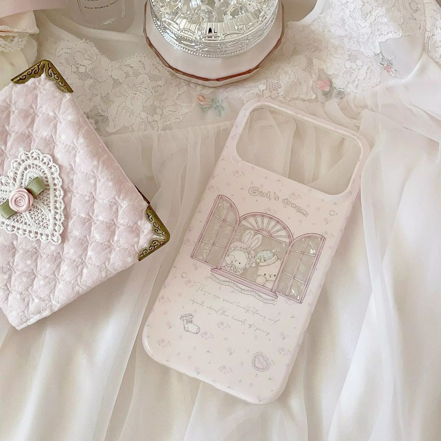 Kawaii Bunny Bear Floral Pink  - Phone Cases Kawaii ulasan dan harga