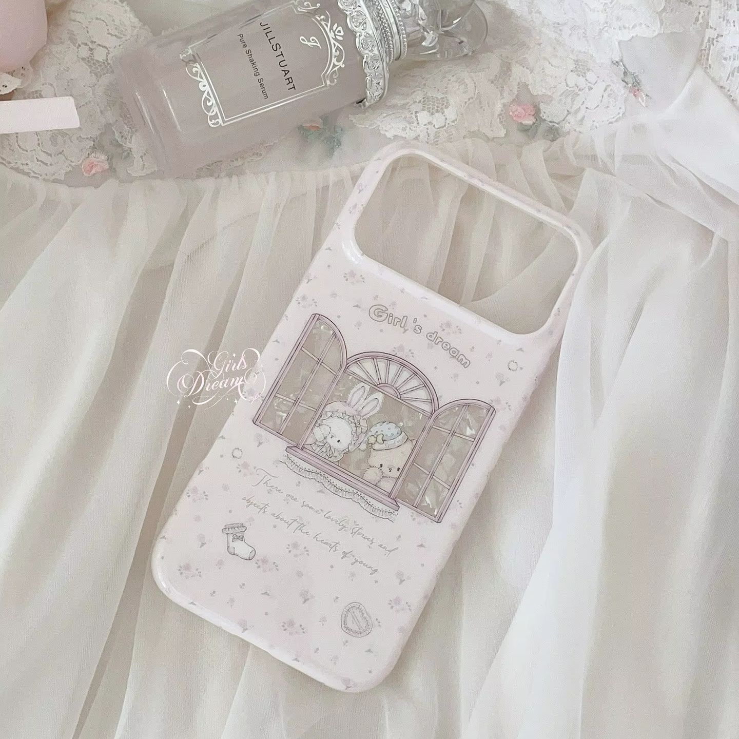 Kawaii Bunny Bear Floral Pink  - Phone Cases Kawaii ulasan dan harga