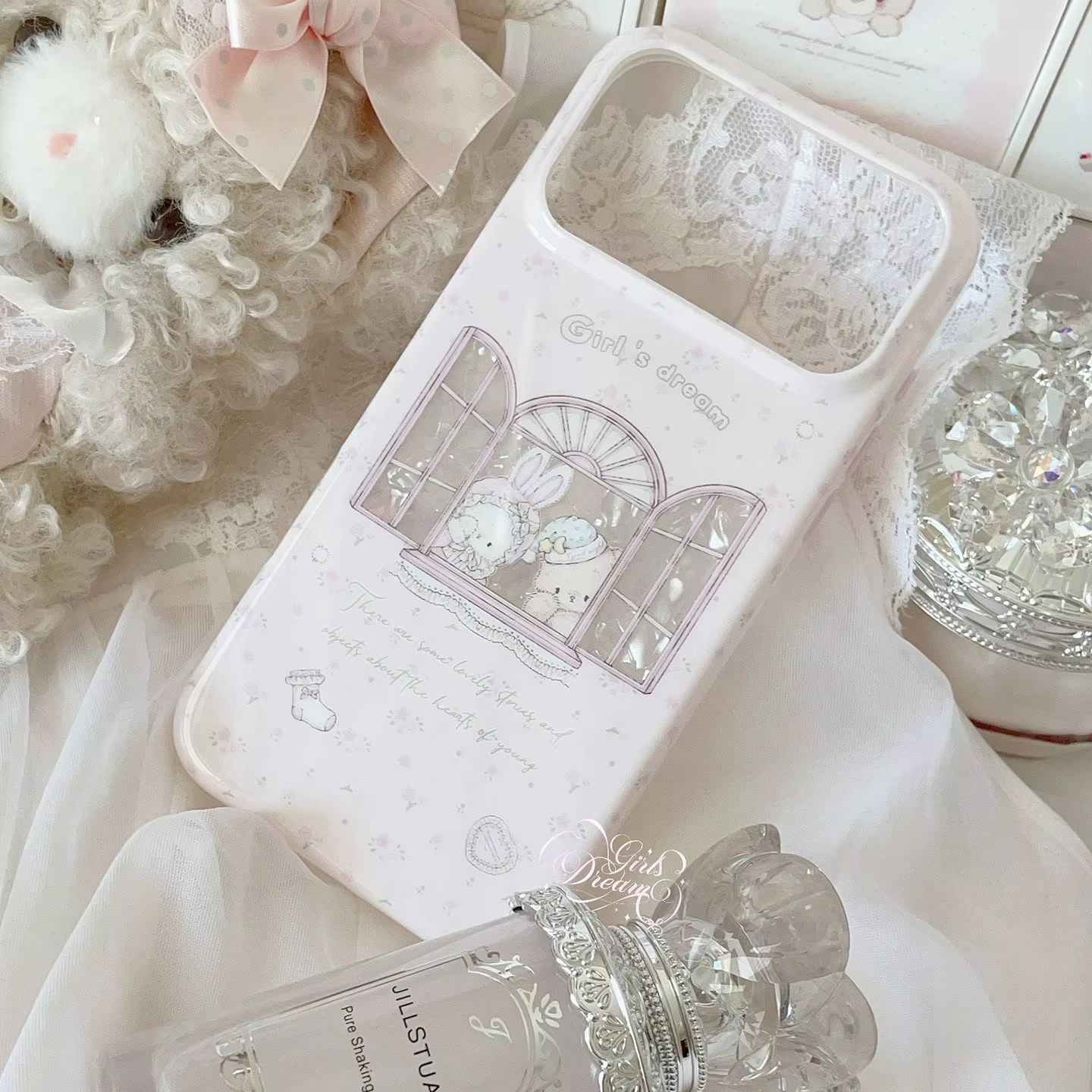Kawaii Bunny Bear Floral Pink  - Phone Cases Kawaii ulasan dan harga