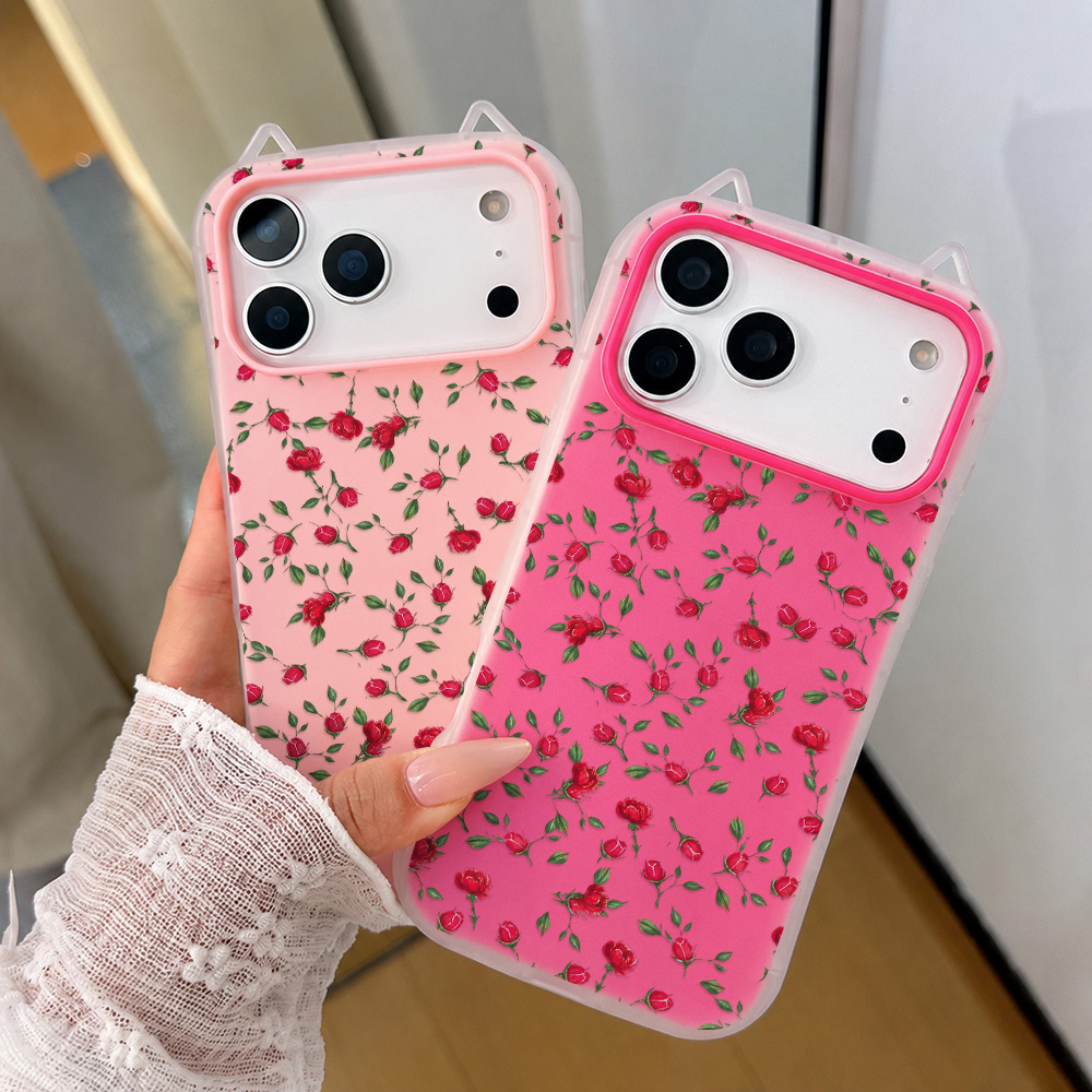 Red Rose Flower Cat Ear Phone  - Phone Cases Red ulasan dan harga