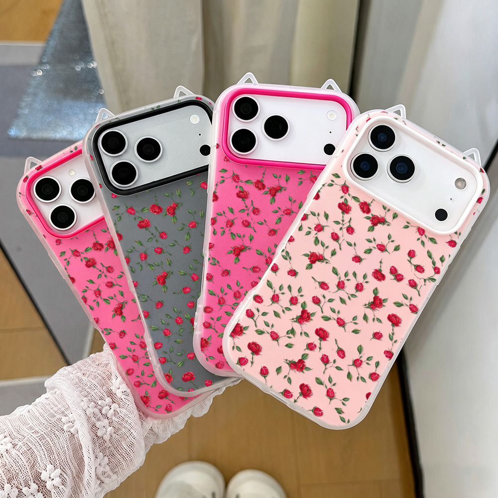 Red Rose Flower Cat Ear Phone  - Phone Cases Red ulasan dan harga