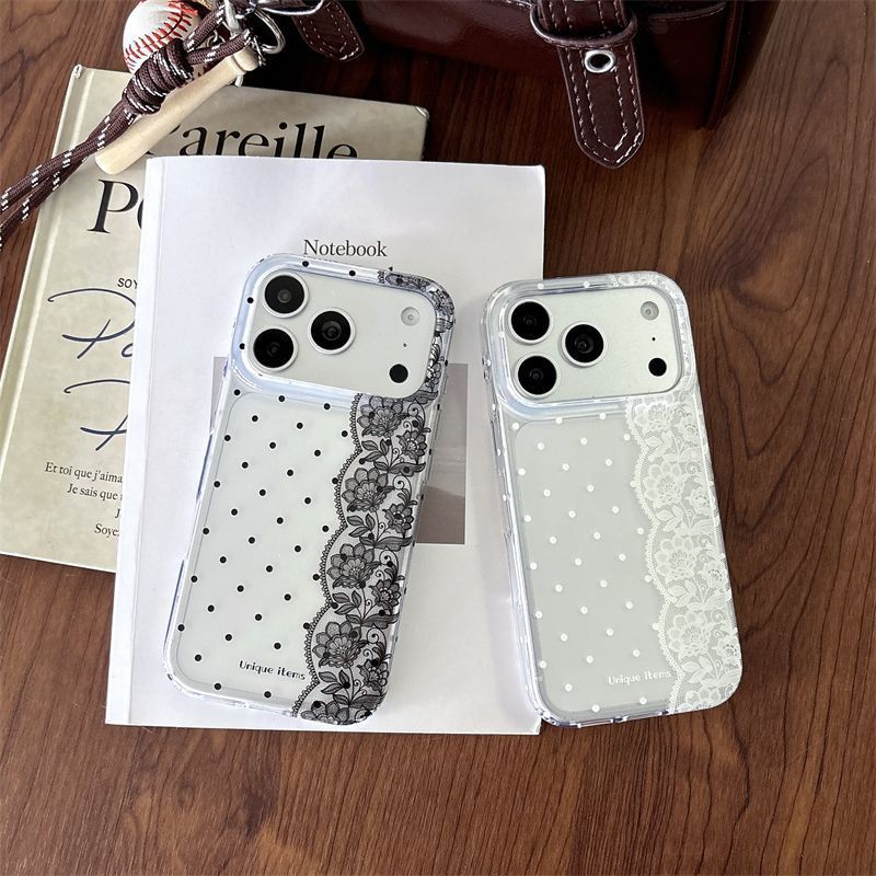 Ins Polka Dots Lace White Blac - Phone Cases Kawaii ulasan dan harga