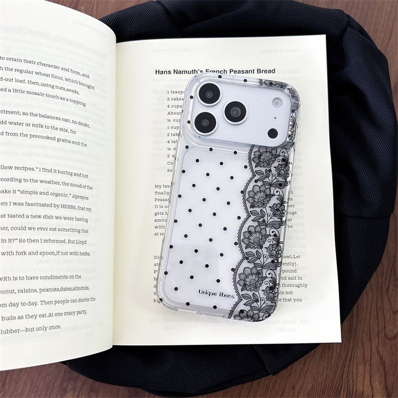 Ins Polka Dots Lace White Blac - Phone Cases Kawaii ulasan dan harga