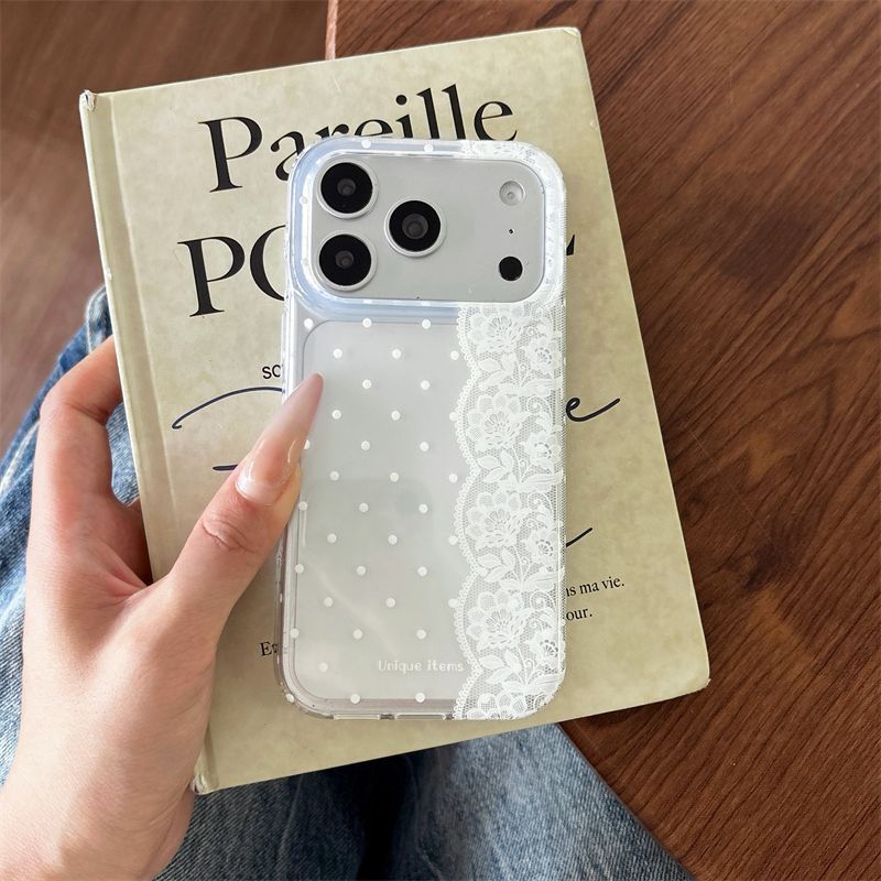 Ins Polka Dots Lace White Blac - Phone Cases Kawaii ulasan dan harga