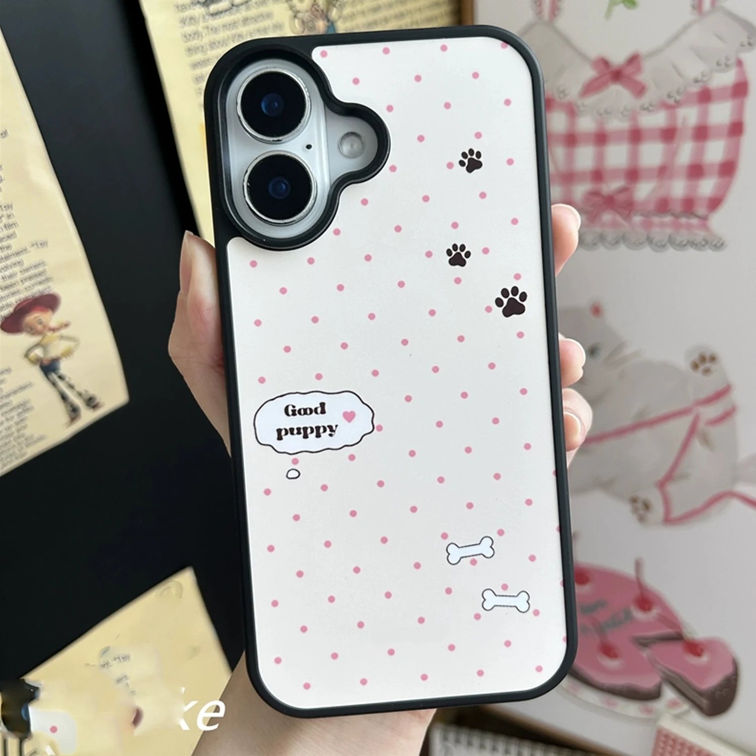 INS Pink Wave Point Good Puppy - Phone Cases Kawaii ulasan dan harga