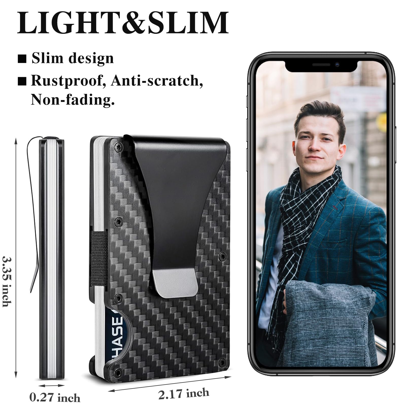 Carbon Fiber Wallet, Metal Mon - Card Holder Slim Case ulasan dan harga