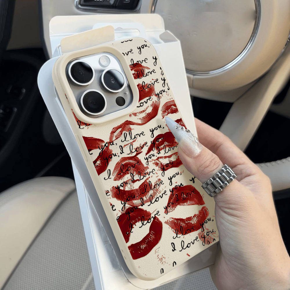 Bright Red Lips Leather Phone  - Phone Cases Red ulasan dan harga