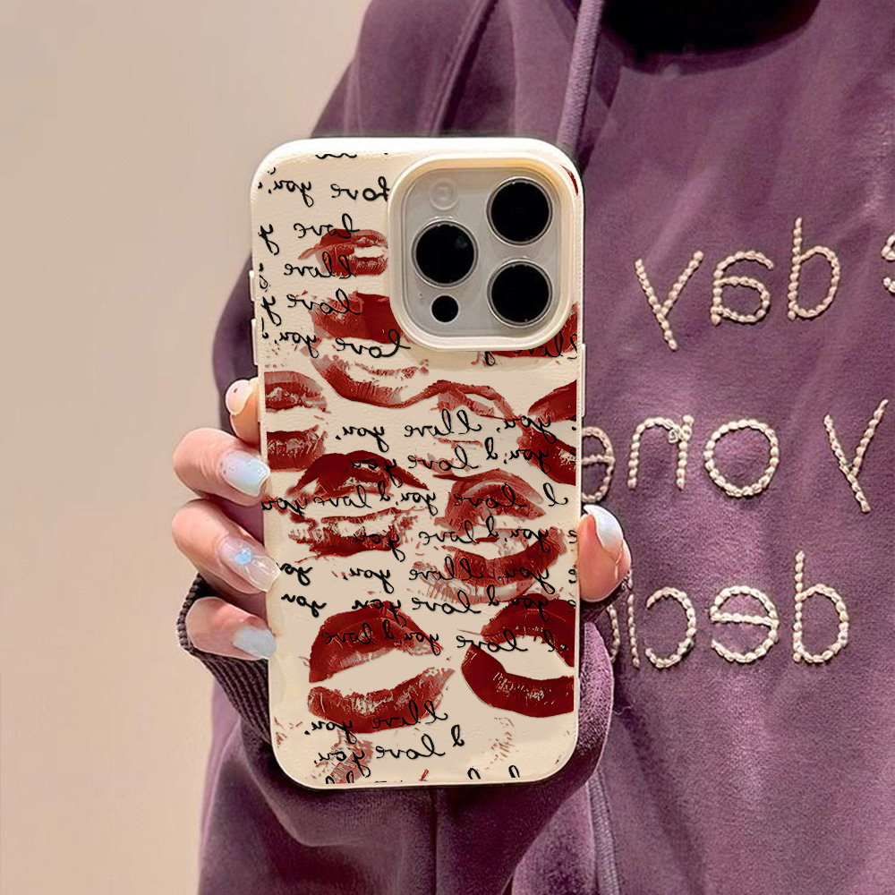 Bright Red Lips Leather Phone  - Phone Cases Red ulasan dan harga